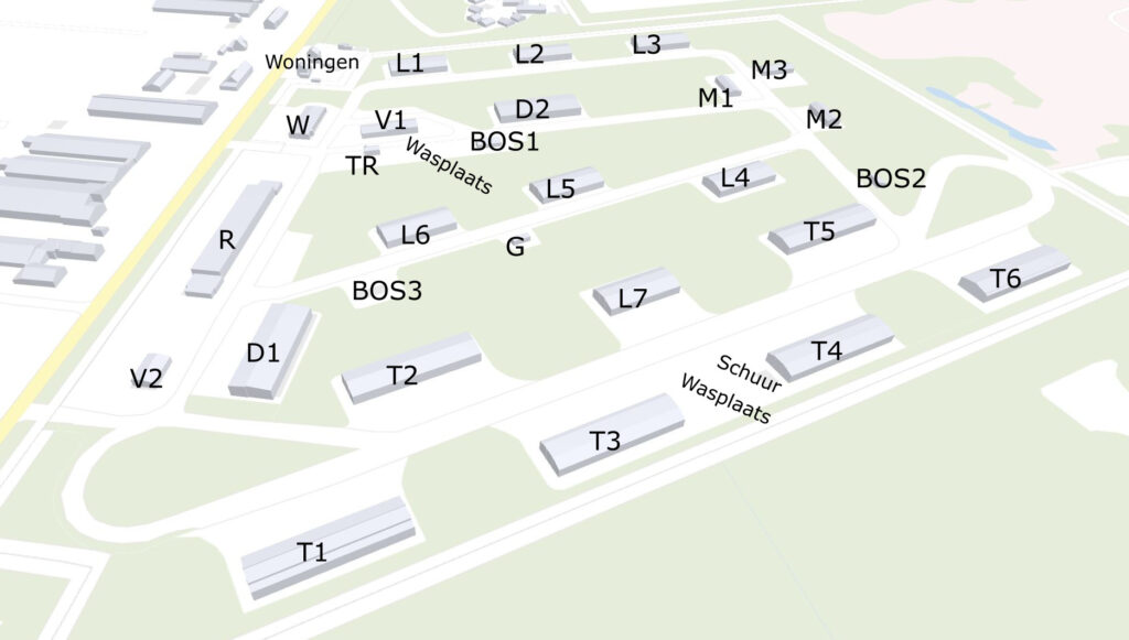 Plattegrond met gebouwnummers