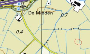 WOC Dronrijp met locatie baken (rood omcirkeld)