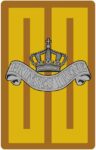 Embleem GPFI op een gele achtergrond met bruine strepen