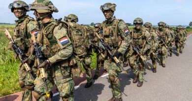 Rij marcherende militairen